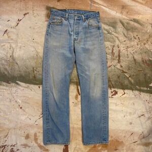Vintage light wash made in the USA Levi's 501 button fly jeans Measure 30x29